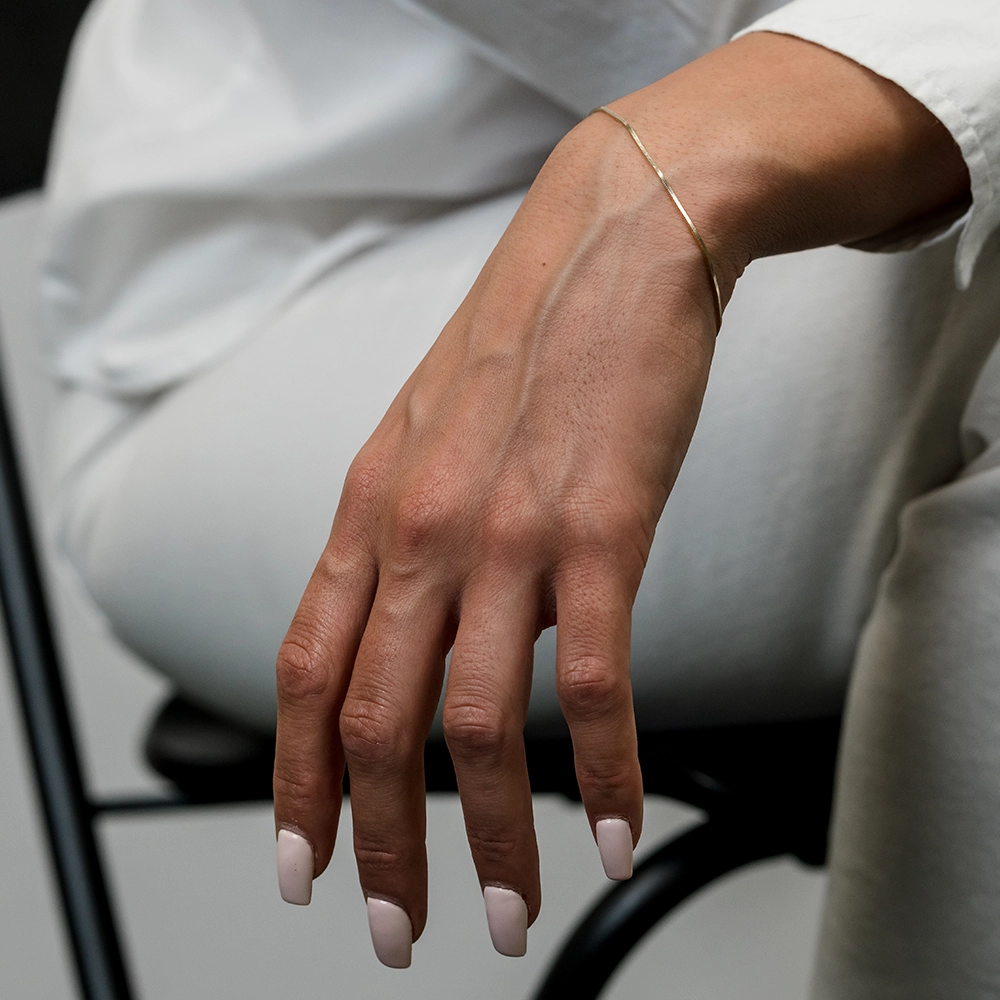 Sleek: Gold Herringbone Dainty Bracelet - Portier Jewelry Sleek: Gold Herringbone Dainty Bracelet - Image 4