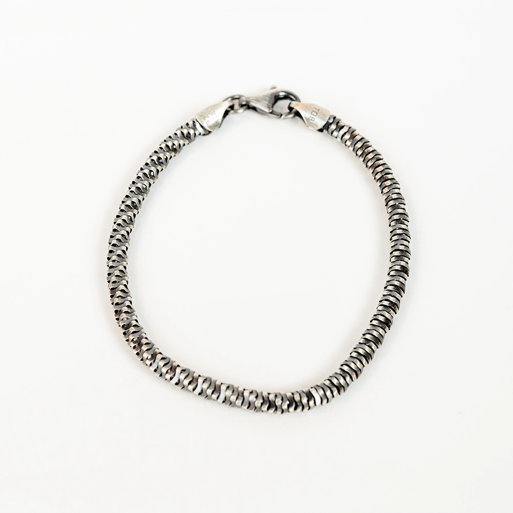 Titanium II: Men's Textured Titanium Silver Spiral Bracelet - Portier Jewelry Titanium II: Men's Textured Titanium Silver Spiral Bracelet