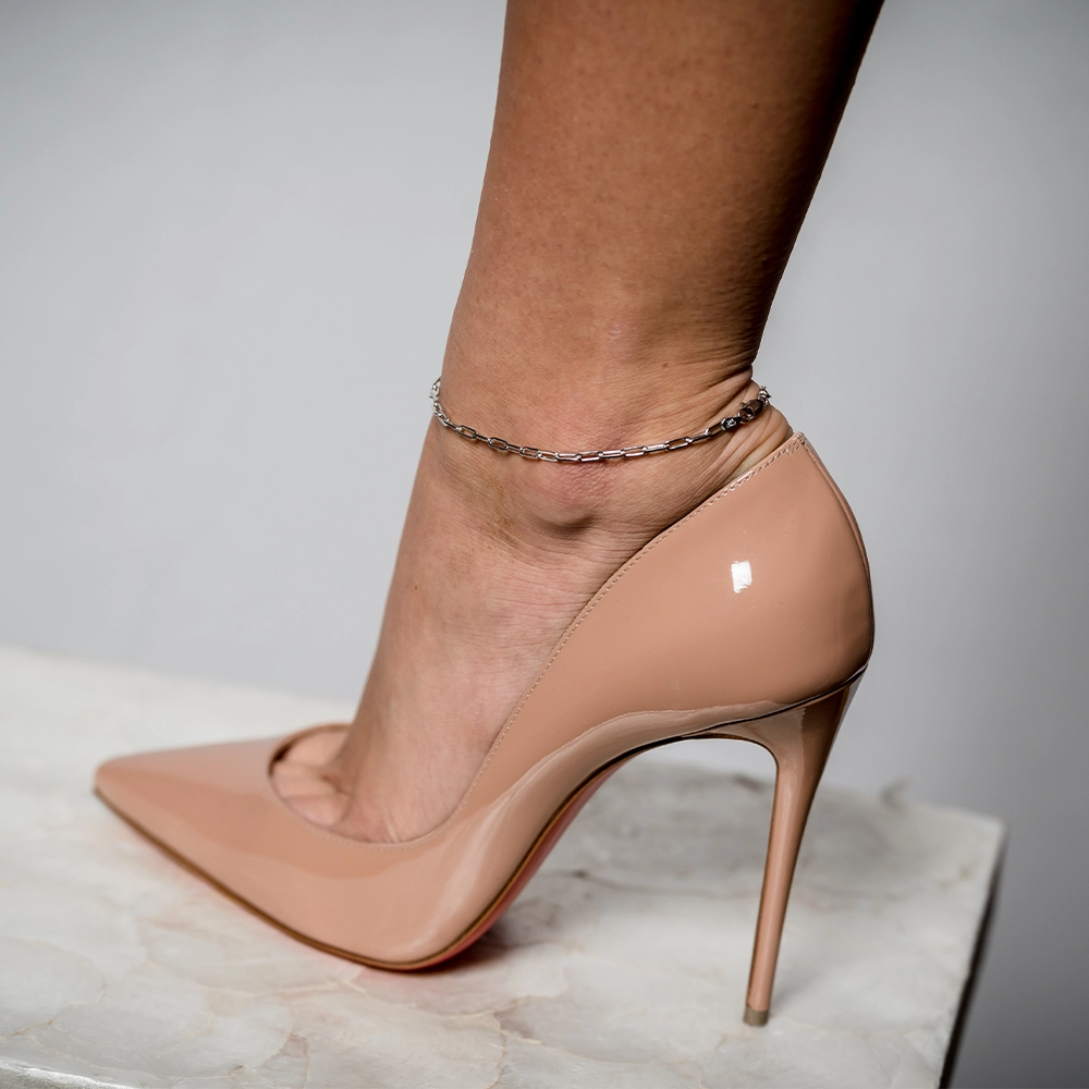 Silver Link III: Silver Paperclip Anklet - Portier Jewelry Silver Link III: Silver Paperclip Anklet - Image 2