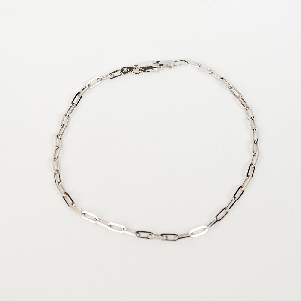 Silver Link III: Silver Paperclip Anklet - Portier Jewelry Silver Link III: Silver Paperclip Anklet