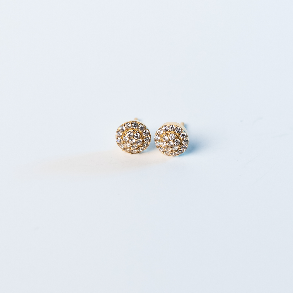 The Stunner: White Stones Circle Gold Earrings - Portier Jewelry The Stunner: White Stones Circle Gold Earrings
