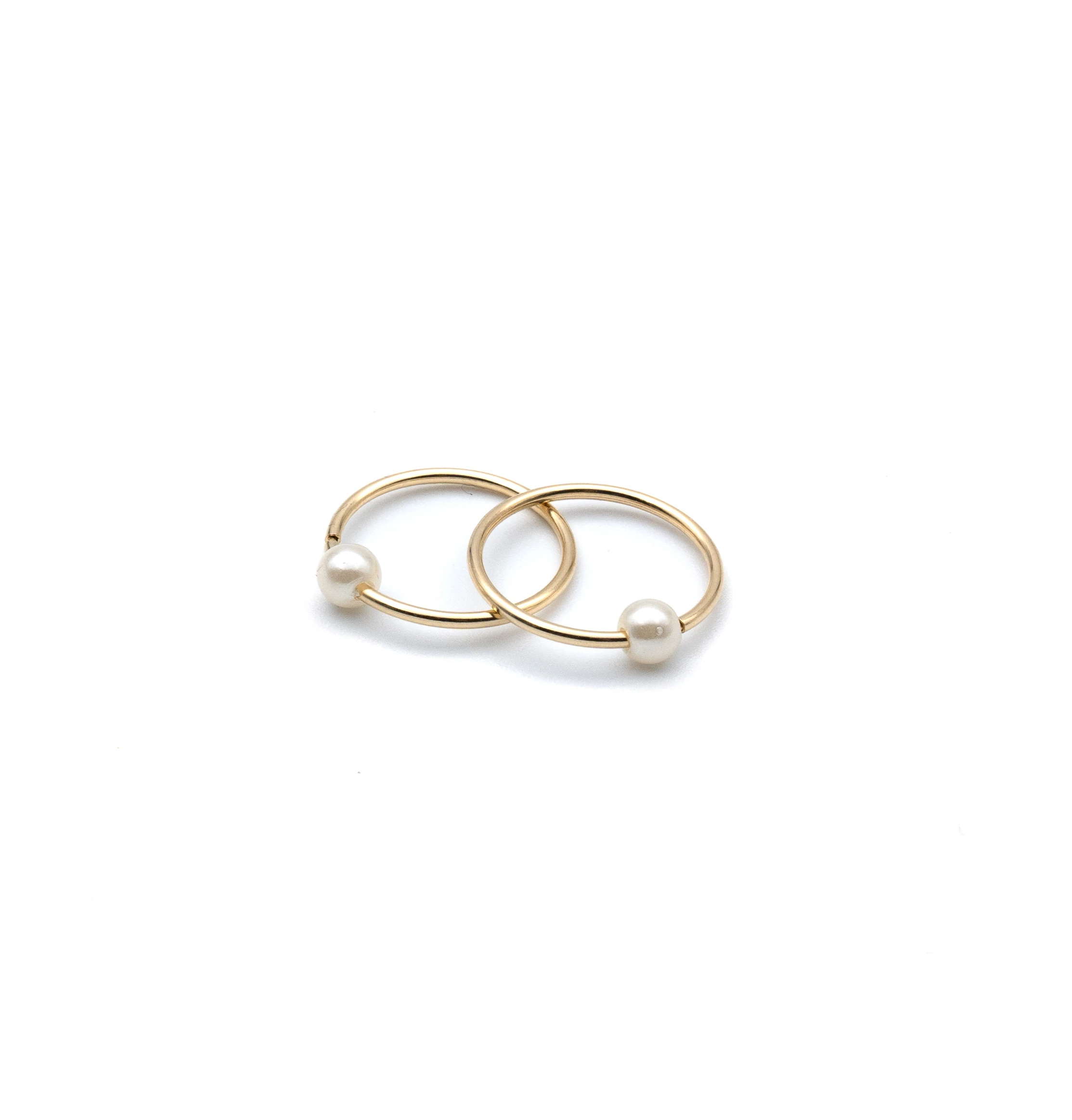 Darling: 10k Gold Pearl Hoop Earrings - Portier Jewelry Darling: 10k Gold Pearl Hoop Earrings - Image 5