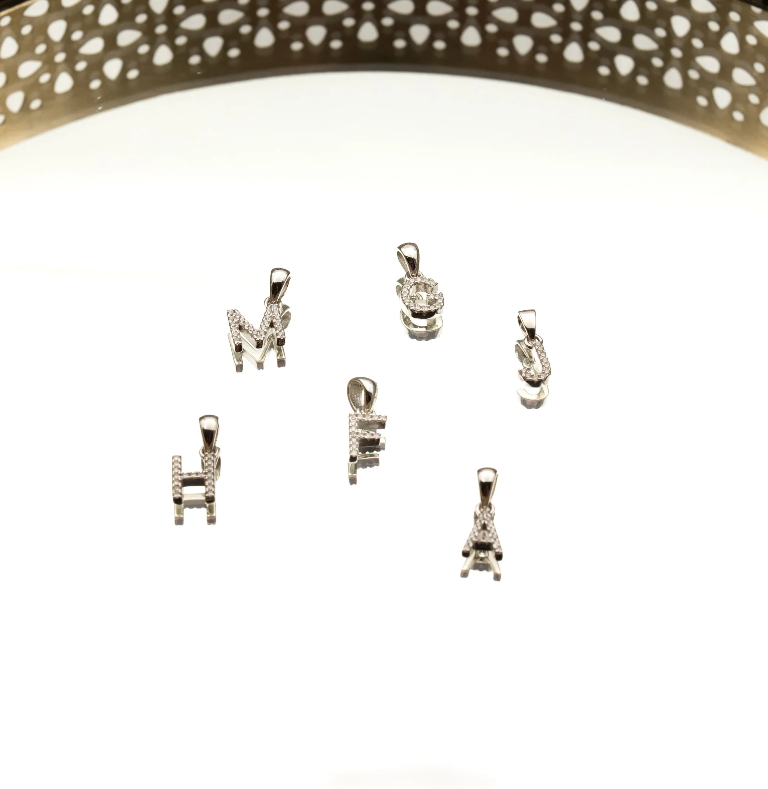 The Letters II: Silver Cubic Zirconia Letter Pendant and Chain - Portier Jewelry The Letters II: Silver Cubic Zirconia Letter Pendant and Chain