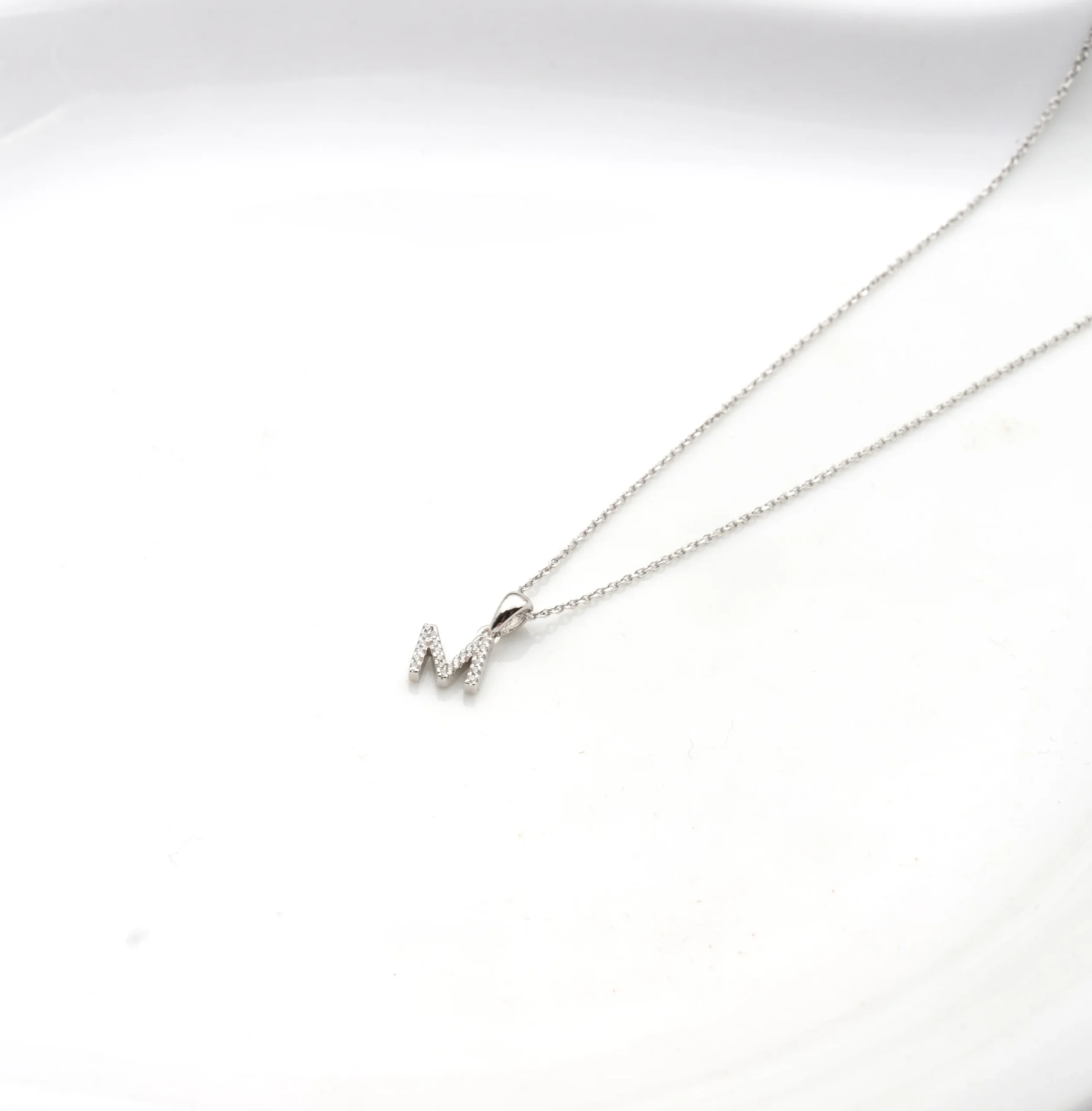 The Letters II: Silver Cubic Zirconia Letter Pendant and Chain - Portier Jewelry The Letters II: Silver Cubic Zirconia Letter Pendant and Chain - Image 3