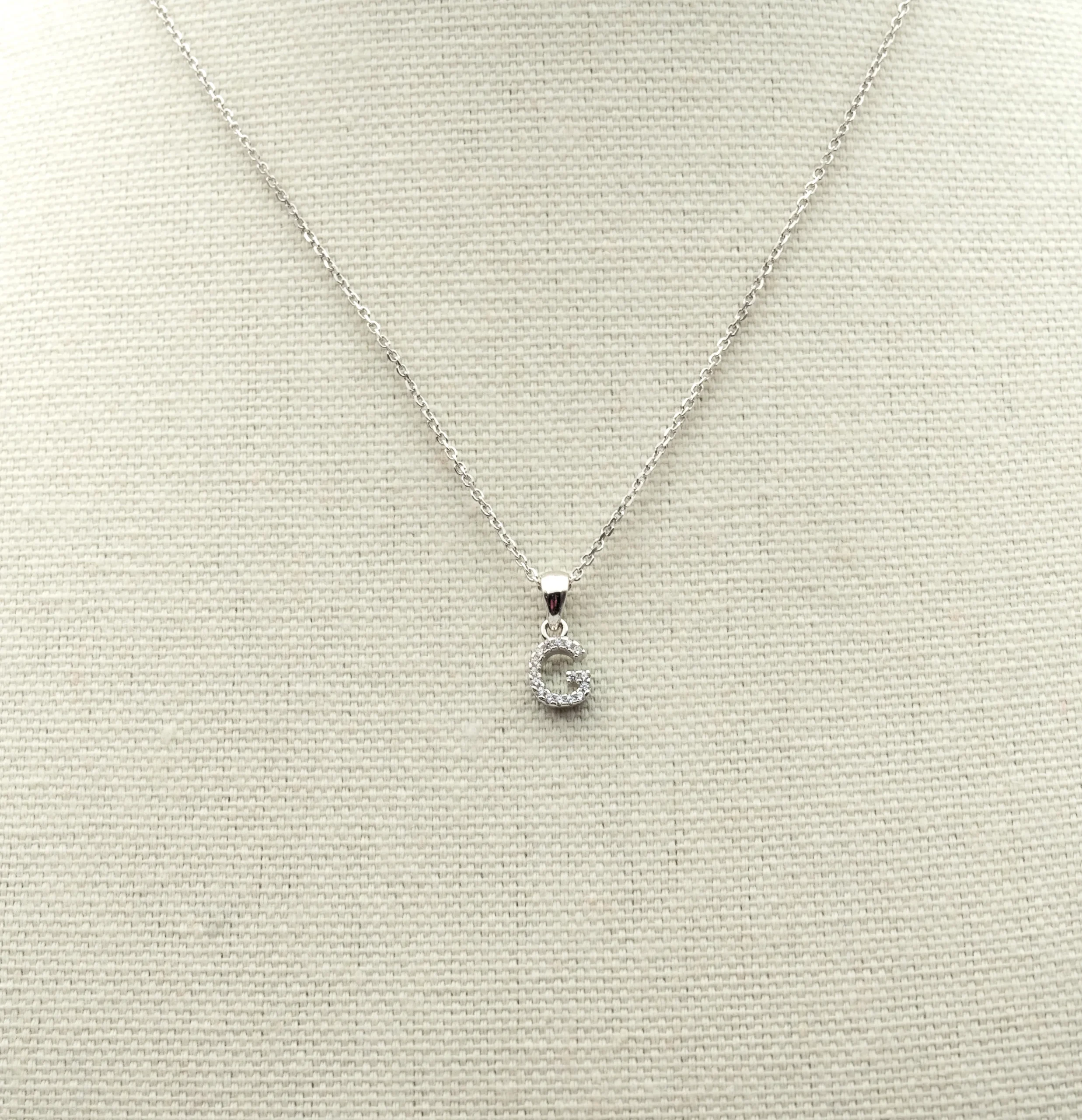 The Letters II: Silver Cubic Zirconia Letter Pendant and Chain - Portier Jewelry The Letters II: Silver Cubic Zirconia Letter Pendant and Chain - Image 5