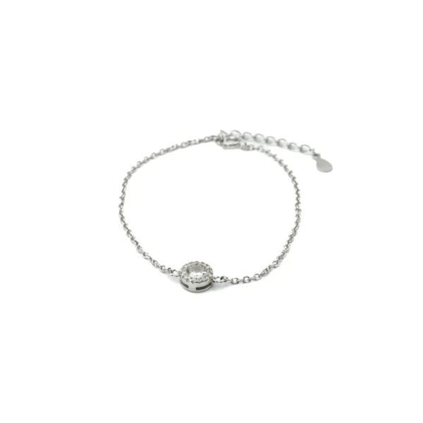 The Halo III: Sterling Silver Halo Circle Pave Charm Bracelet