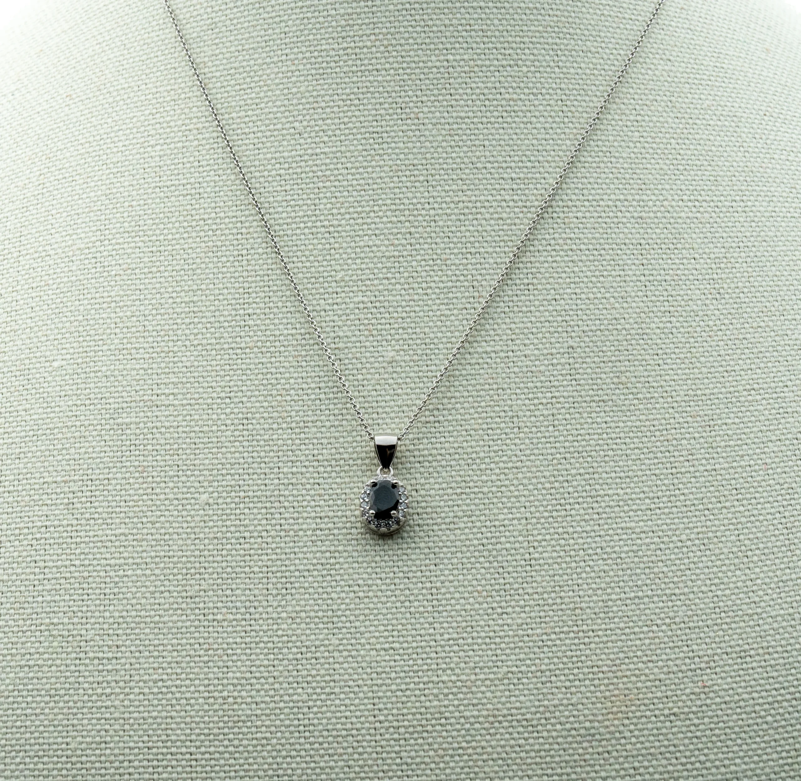 Daring: Sterling Silver Black Oval Stone Pendant and Chain - Portier Jewelry Daring: Sterling Silver Black Oval Stone Pendant and Chain - Image 2