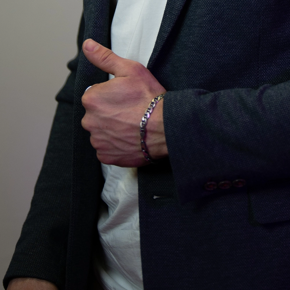 Chrome: Men's Chunky Titanium Silver Bracelet - Portier Jewelry Chrome: Men's Chunky Titanium Silver Bracelet - Image 2