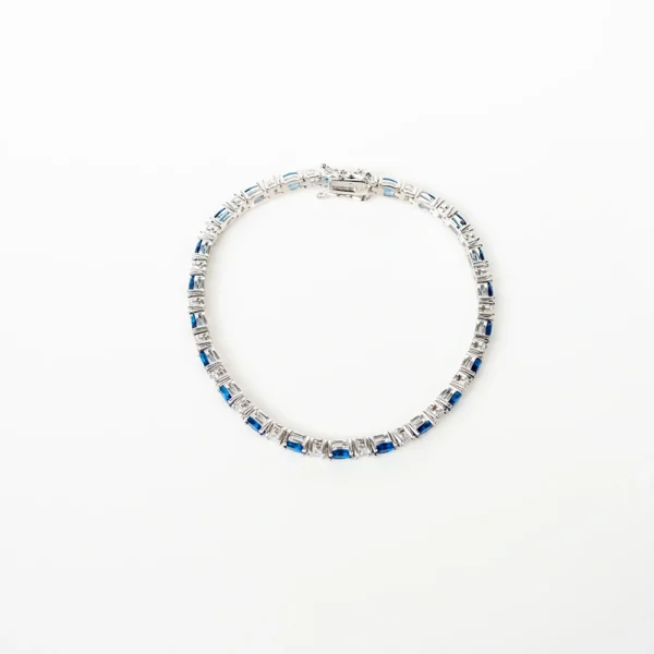 Sapphire: Sapphire and White Silver Tennis Bracelet