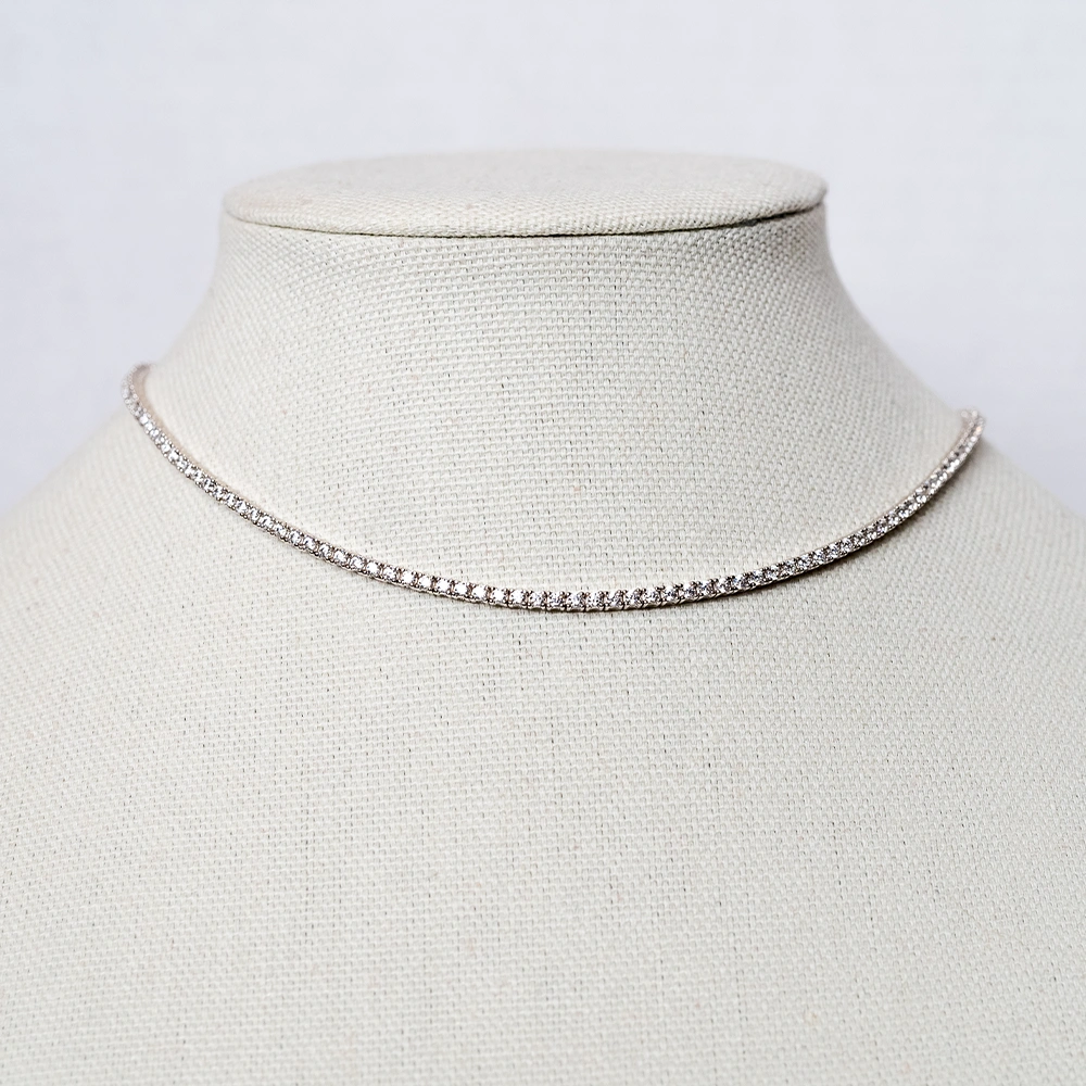 The Tennis I : Sterling Silver Tennis Necklace - Portier Jewelry The Tennis I : Sterling Silver Tennis Necklace
