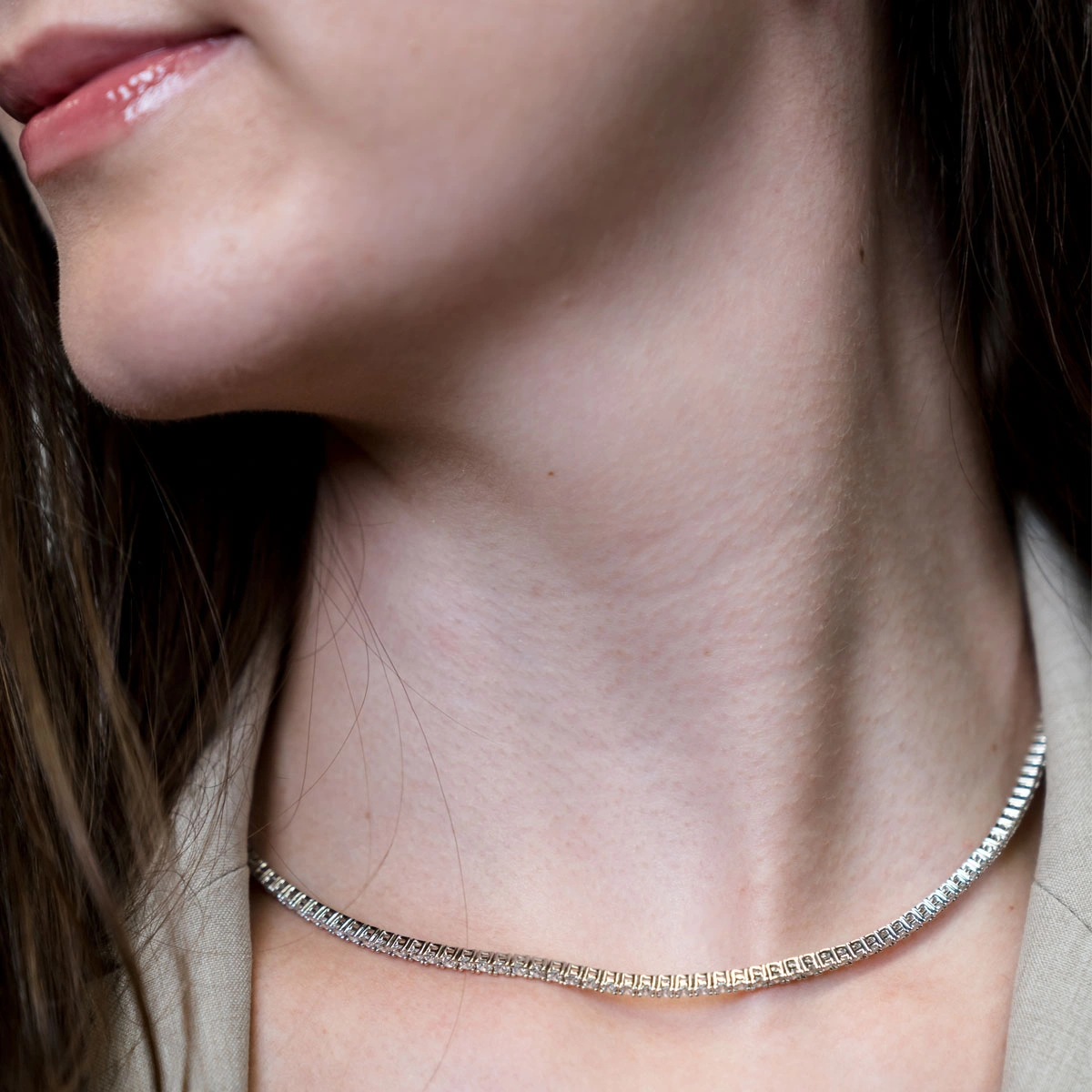 The Tennis I : Sterling Silver Tennis Necklace - Portier Jewelry The Tennis I : Sterling Silver Tennis Necklace - Image 2