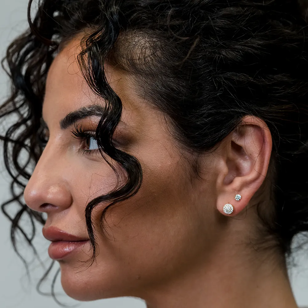 The Stunner: White Stones Circle Gold Earrings - Portier Jewelry The Stunner: White Stones Circle Gold Earrings - Image 2