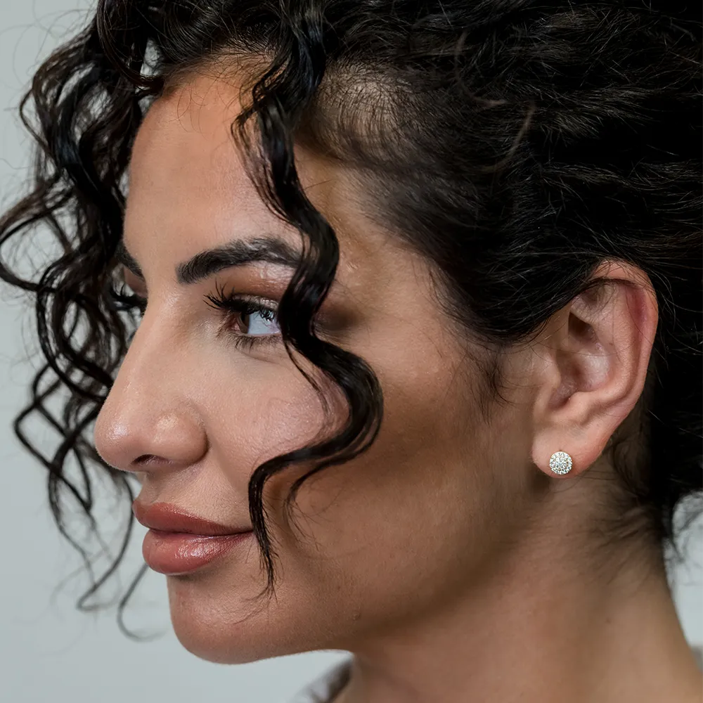 The Stunner: White Stones Circle Gold Earrings - Portier Jewelry The Stunner: White Stones Circle Gold Earrings - Image 3