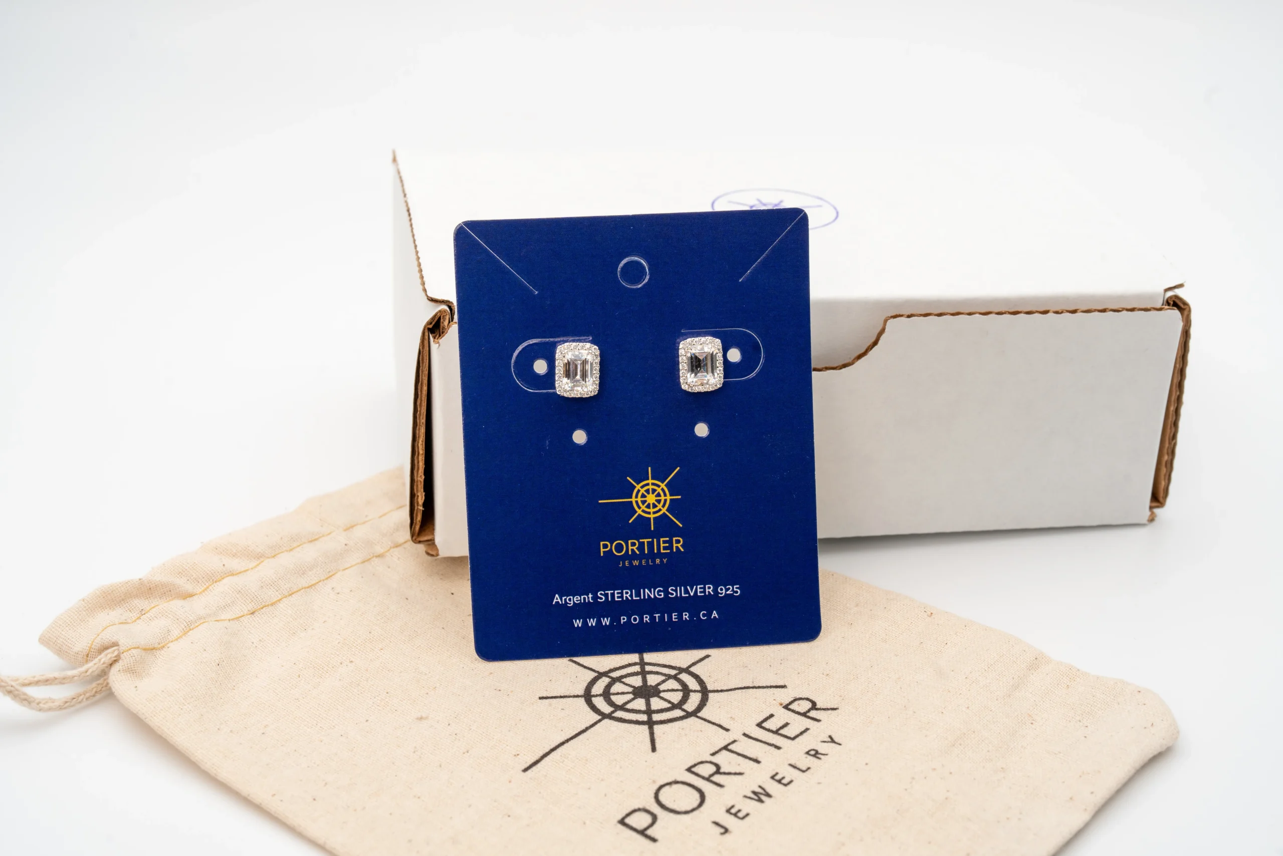 Vanessa: Sterling Silver Rectangular Micro Pave Earrings - Portier Jewelry Vanessa: Sterling Silver Rectangular Micro Pave Earrings - Image 4