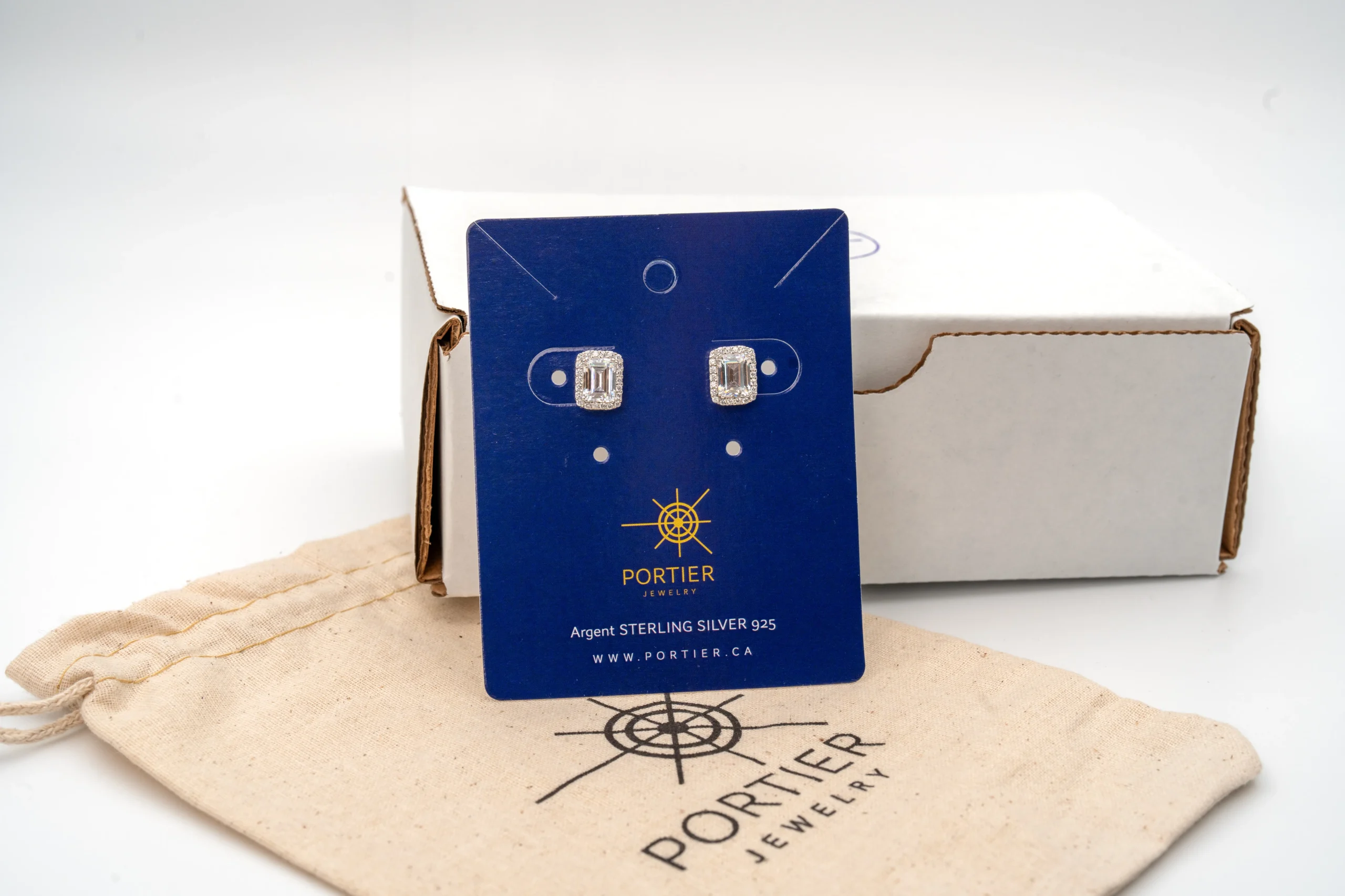 Vanessa: Sterling Silver Rectangular Micro Pave Earrings - Portier Jewelry Vanessa: Sterling Silver Rectangular Micro Pave Earrings - Image 2