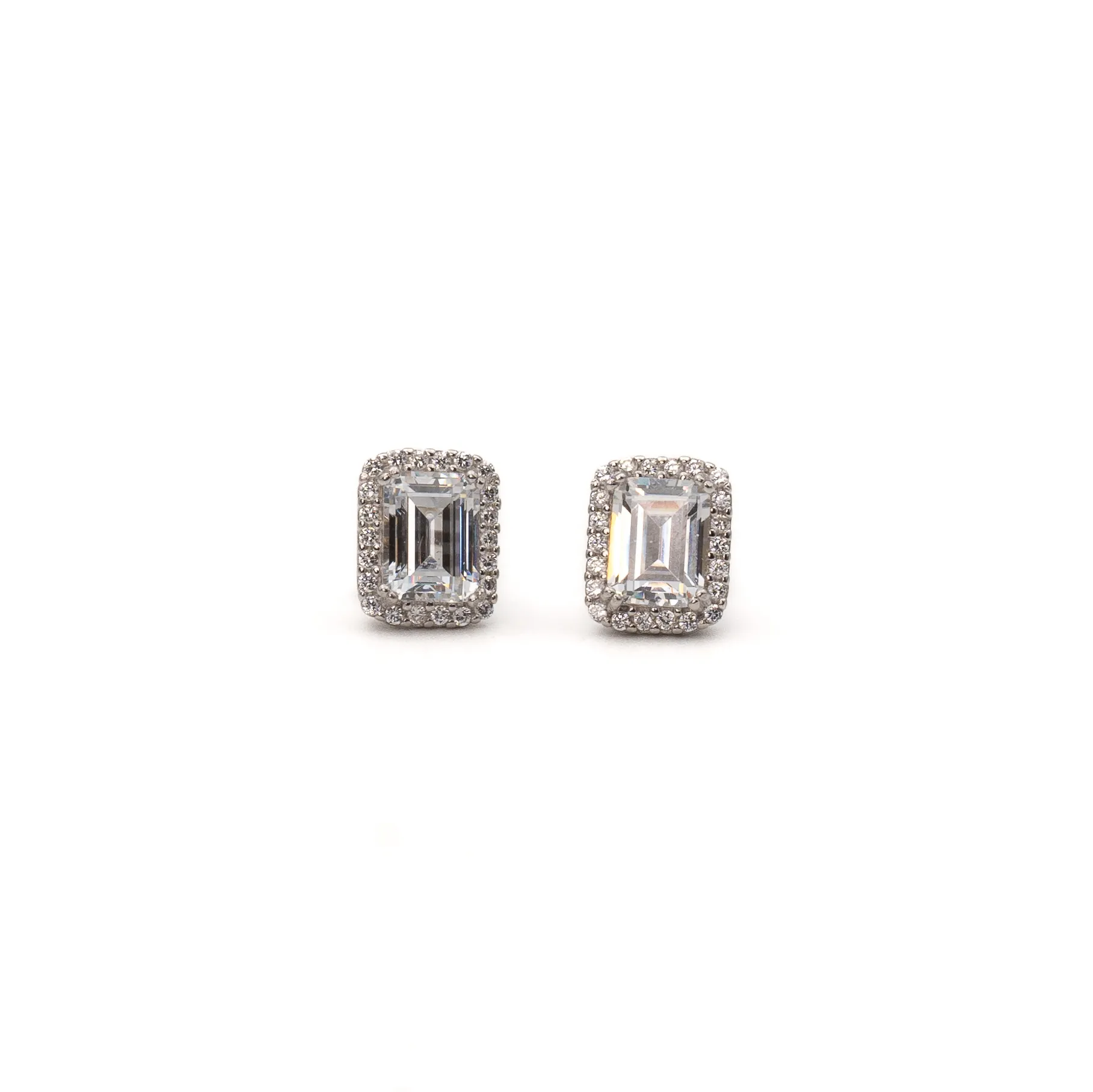Vanessa: Sterling Silver Rectangular Micro Pave Earrings - Portier Jewelry Vanessa: Sterling Silver Rectangular Micro Pave Earrings