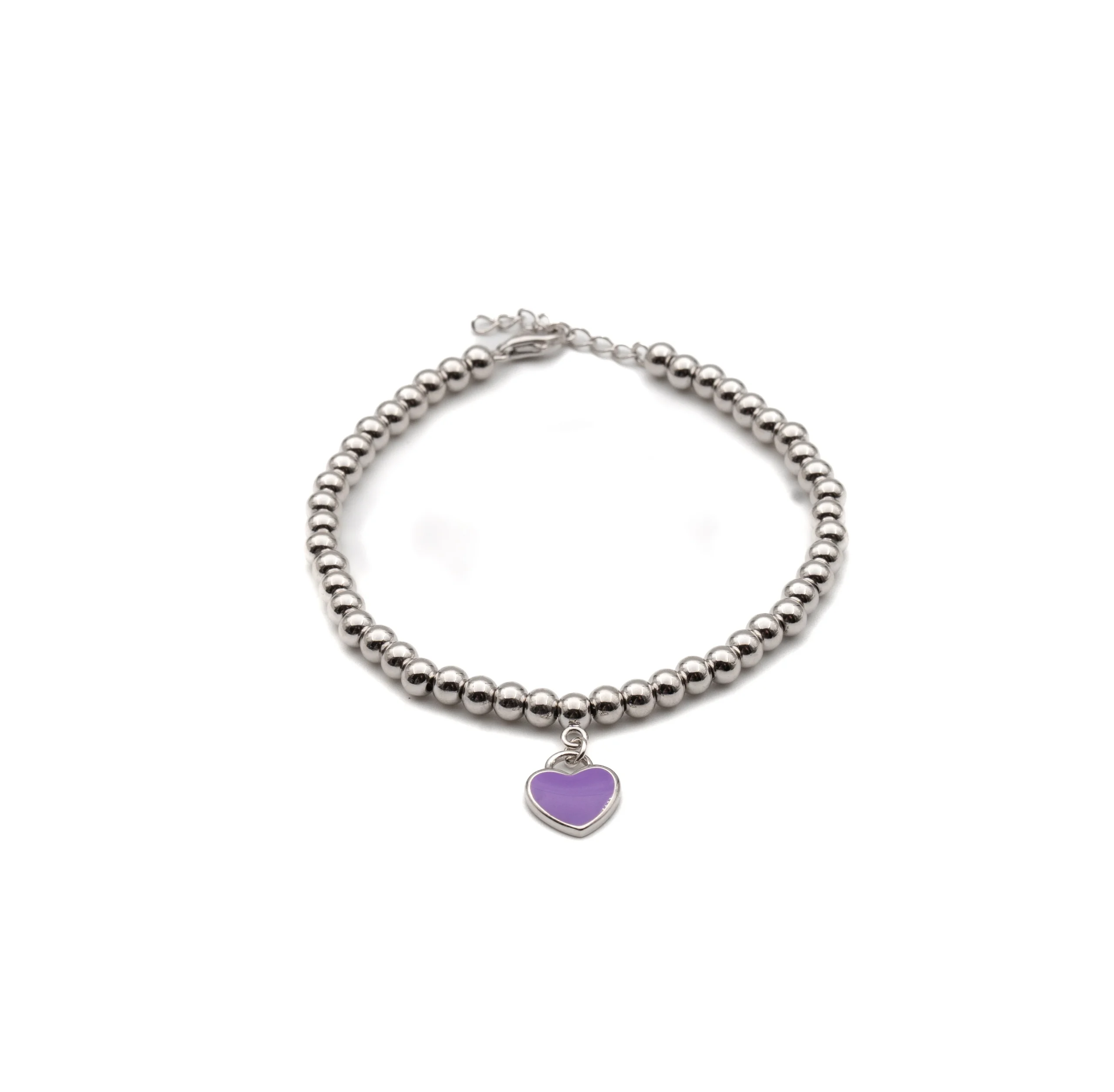 Brilliant Heart: Silver Beaded Bracelet with Heart - Portier Jewelry Brilliant Heart: Silver Beaded Bracelet with Heart - Image 7