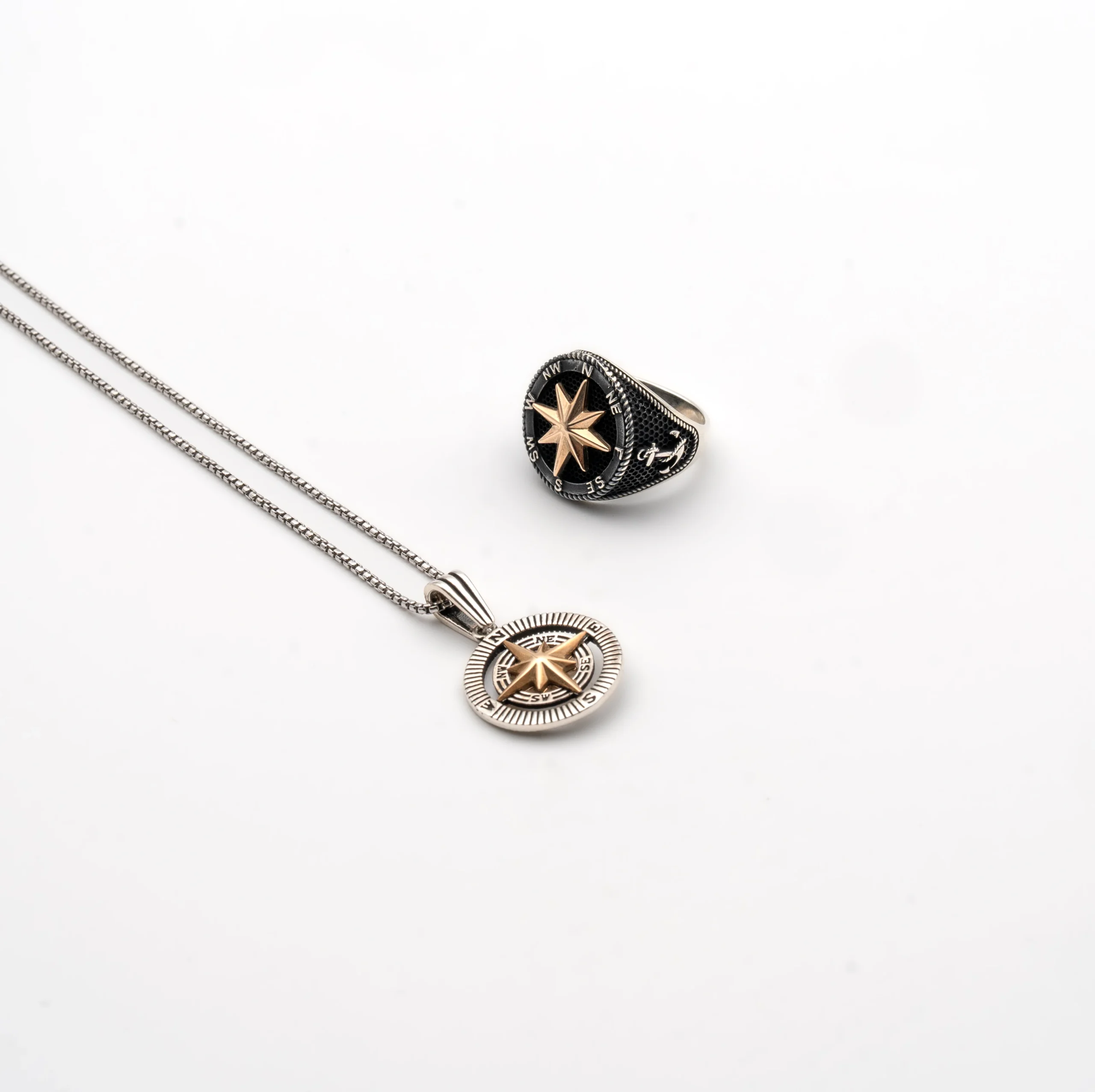 Compass II: Men's Sterling Silver Compass Pendant and Chain - Portier Jewelry Compass II: Men's Sterling Silver Compass Pendant and Chain - Image 4