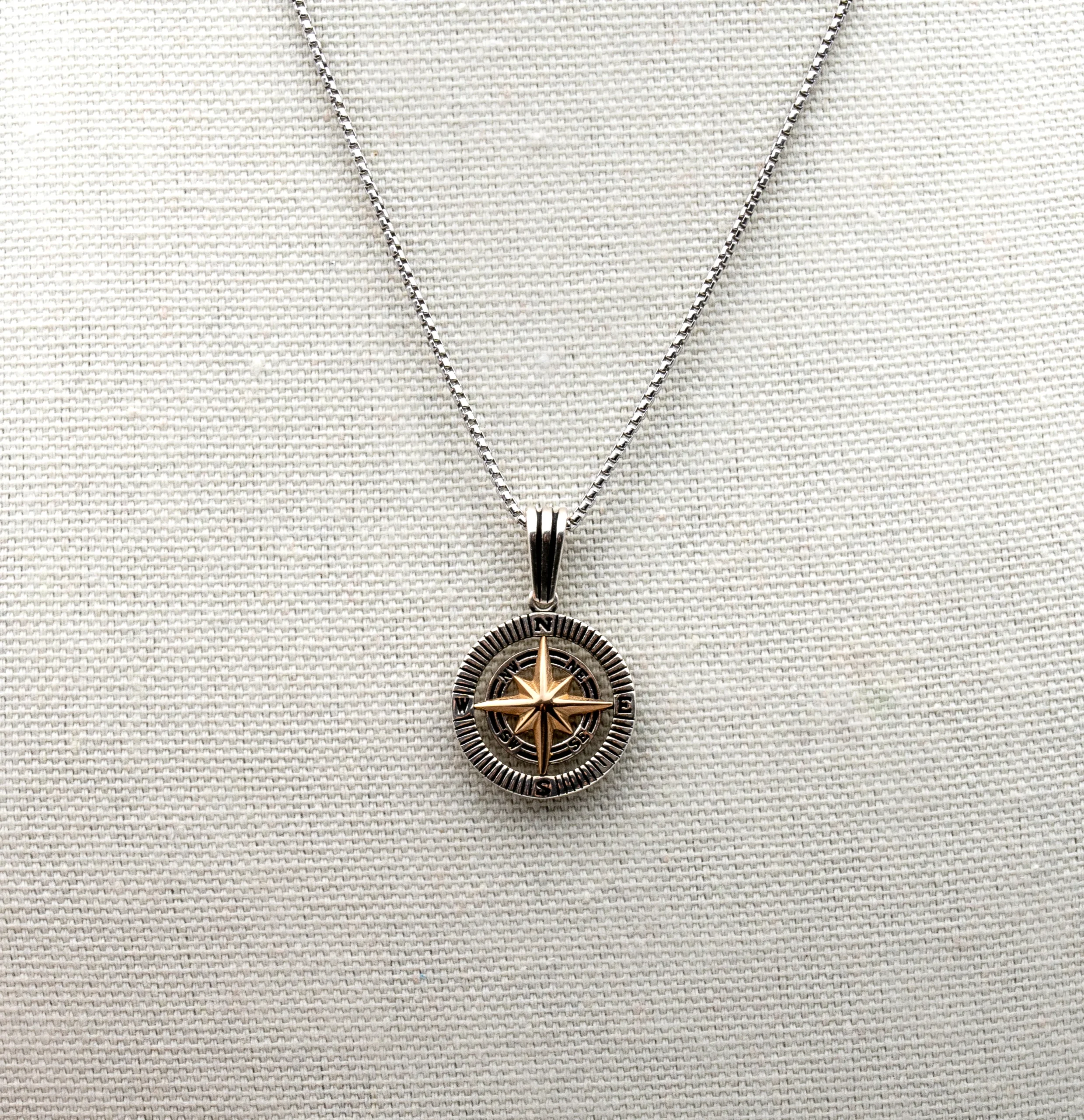 Compass II: Men's Sterling Silver Compass Pendant and Chain - Portier Jewelry Compass II: Men's Sterling Silver Compass Pendant and Chain - Image 5