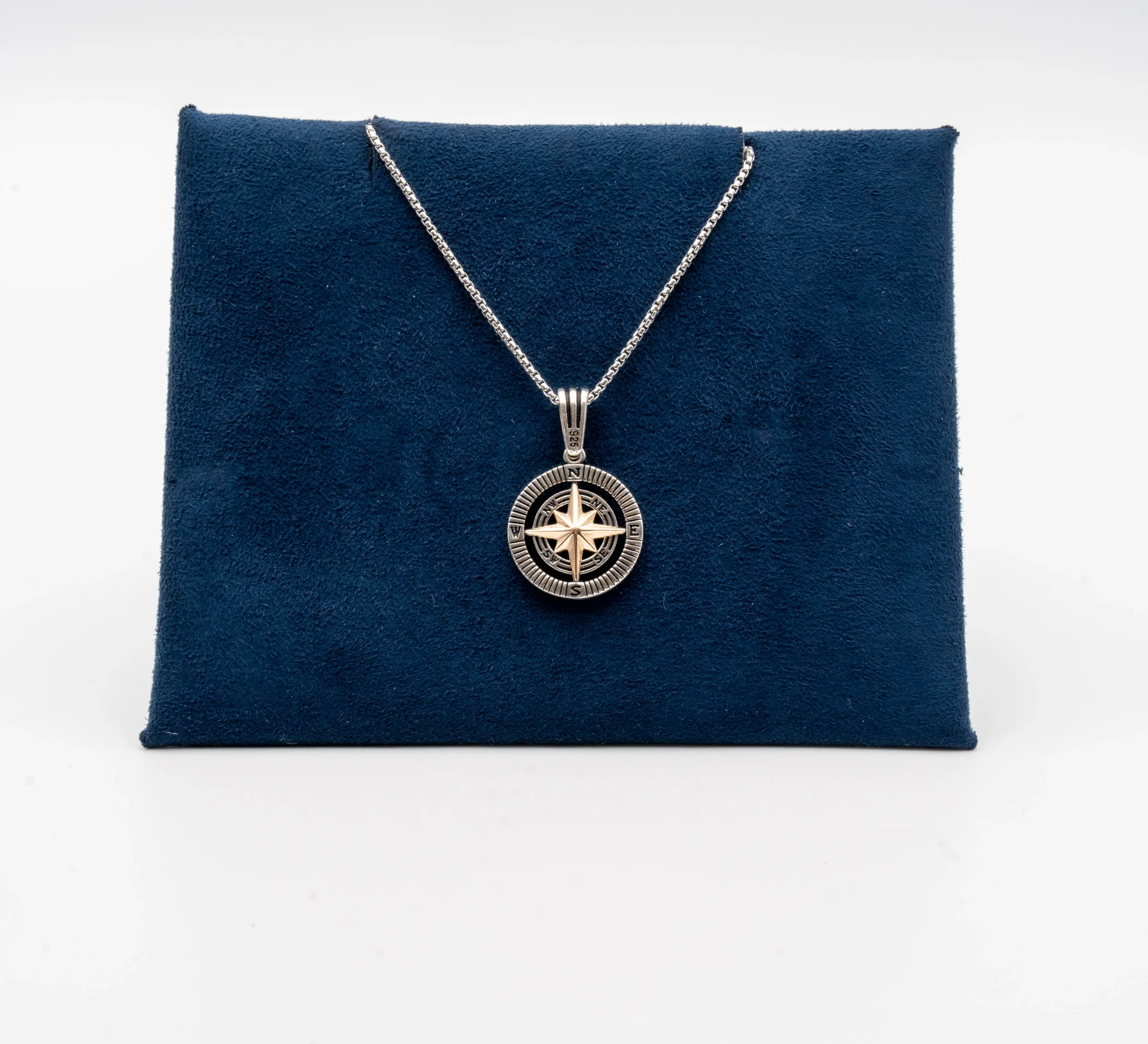 Compass II: Men's Sterling Silver Compass Pendant and Chain - Portier Jewelry Compass II: Men's Sterling Silver Compass Pendant and Chain - Image 3